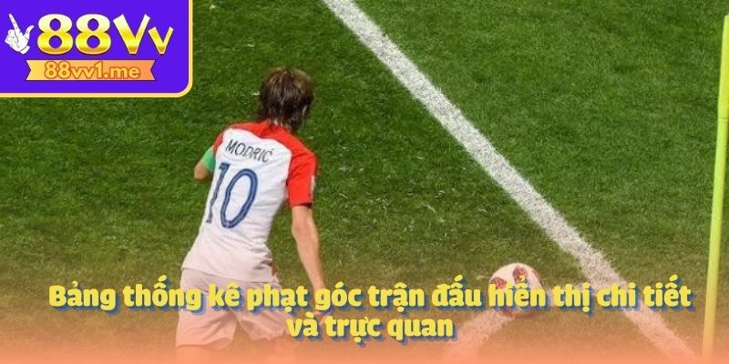 Bảng thống kê phạt góc trận đấu hiển thị chi tiết và trực quan