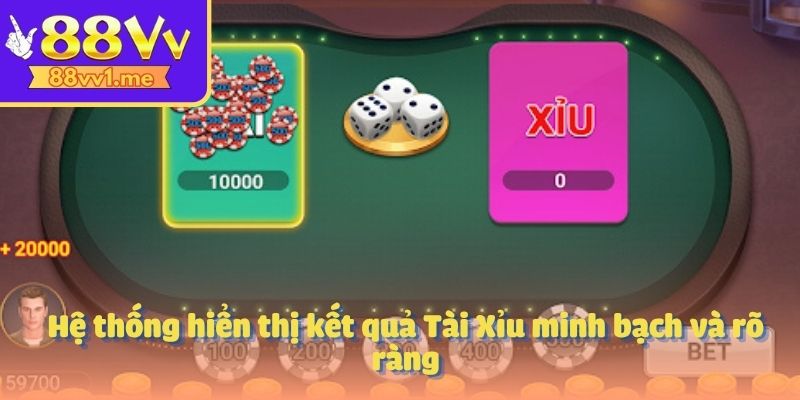 Hệ thống hiển thị kết quả Tài Xỉu minh bạch và rõ ràng